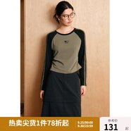 獨(dú)束大碼女裝新復(fù)古回潮百搭顯瘦T恤2024秋季新款圓領(lǐng)長(zhǎng)袖上衣 黑綠色 2XL (尺碼：4)
