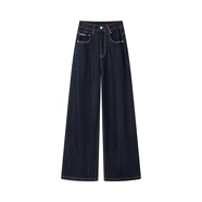 小紅書(shū)爆款XinmonLee氣質(zhì)休閑港風(fēng)復古韓國藍寬松牛仔褲春季顯瘦 韓國藍 M 均碼