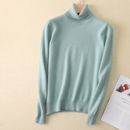 鄂爾多斯市產(chǎn)2025秋冬新款純山羊絨衫女高領(lǐng)純色羊絨套頭加厚毛衣 薄荷綠 L