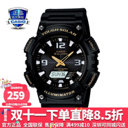 卡西歐（CASIO） 男表女表卡西歐手表男女情侶表學生時尚運動表太陽能雙顯電子表 太陽能：AQ-S810W-1B黑戰(zhàn)士