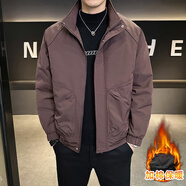花花公子（PLAYBOY）時(shí)尚夾克男士加厚外套秋冬裝夾棉潮流短款上衣純色休閑百搭男裝 紫色 2XL