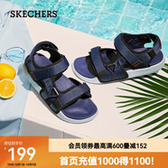 斯凱奇（Skechers）涼鞋男沙灘鞋魔術(shù)貼男士休閑簡(jiǎn)約舒適百搭時(shí)尚拖鞋237292 NVY海軍藍色 39.5