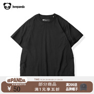 熊貓·本（ben.panda）純色短袖t恤男寬松圓領(lǐng)潮體恤衫夏純棉情侶半袖打底衫衣多穿 黑色 XL