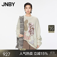 JNBY/江南布衣秋冬針織連衣裙女寬松圖案藝術(shù)感百搭高級5OBG14770 129/米色系多彩混雜色 XS