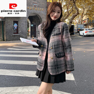 皮爾卡丹（pierre cardin）粉格小香風(fēng)羽絨服女冬季2025新款韓版氣質(zhì)名媛短款羽絨內(nèi)膽短外套 圖片色升級加厚版 S