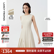 朗姿【三醋酸Basic衣櫥】法式輕禮服白色連衣裙夏新款裙子高級感 米白色 S