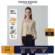 Teenie Weenie【原紗防曬】小熊淑女白色毛衣針織開衫長袖打底衫女空調(diào)衫 乳白色 XL (175)
