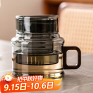 瓷牌茗茶具（cipaiming teaset）輕奢茶水分離茶杯家用高硼硅耐熱玻璃杯迷你墩墩杯帶過(guò)濾簡(jiǎn)約杯子 青灰敦敦壺 400ml
