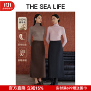 THE SEA LIFE歐海一生 半身裙女2024冬簡約利落細膩軟糯舒適親膚半身裙A180215 黑灰色 M