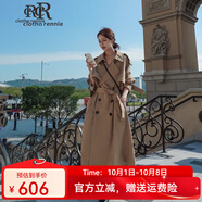 clotho Rennie品牌雙排扣收腰系帶風(fēng)衣女中長(cháng)款2025春秋新款韓版寬松氣質(zhì)外套 卡其色 L