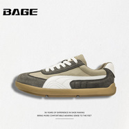 八哥BAGE品牌男鞋2025秋冬新款復古休閑德訓鞋經(jīng)典百搭低幫運動(dòng)板鞋男 白灰 39