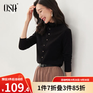 歐莎（OSA）【多色可選】半高領(lǐng)長袖T恤女士2025年秋冬季內(nèi)搭打底衫上衣百搭 黑色A 2XL