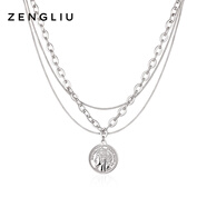 ZEGL多層硬幣疊戴項(xiàng)鏈毛衣鏈新款送女朋友禮物情人節(jié)生日 多層硬幣項(xiàng)鏈