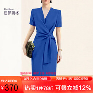 迪菲麗格高級感氣質(zhì)藍色法式連衣裙女裝2025新款職業(yè)收腰裙子夏季 圖片色 M
