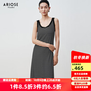 艾諾絲雅詩【商場同款】2025夏季新品百搭撞色條紋背心裙連衣裙長裙40439021 黑白條 L