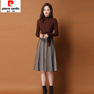 皮爾卡丹（pierre cardin）針織連衣裙女2023秋季新款時(shí)尚氣質(zhì)中長(zhǎng)款女裝過膝打底加厚毛衣裙 咖啡. L