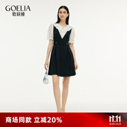 歌莉婭假兩件連衣裙女夏2025新款大方得體穿搭法式裙子1E4R4H3F0 00B黑色 L