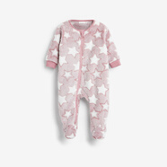 英國NEXT嬰兒長(cháng)袖連身加絨睡衣女寶拉鏈包腳粉色星星冬款家居哈衣 粉色公主星羊羔絨 90cm 12-18M體重18-24斤國內90碼