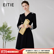 愛(ài)特愛(ài)（EITIE）氣質(zhì)通勤收腰顯瘦OL西裝連衣裙春秋新款小黑裙女A2407333 固黑色22 L 165