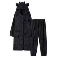 TULX大碼睡衣200斤史迪仔卡通秋冬季珊瑚絨長(cháng)款睡袍情侶網(wǎng)紅風(fēng)睡衣男 小惡魔睡袍+褲子669 男女同款 Y78 2XL 170-200斤【高品質(zhì)絨】