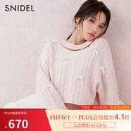 SNIDEL【搶先購】秋冬甜美淑女鏤空蝴蝶結(jié)毛針織衫上衣SWNT244309 粉色 均碼 （F）