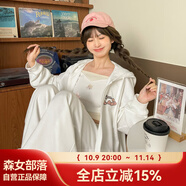 森女部落人見人愛的可愛小羊春裝【羊愛上狼】學(xué)生休閑款衛(wèi)衣帽衫閨蜜裝 白色外套(單件) S