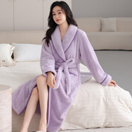 迪萊芬情侶睡袍女冬季珊瑚絨加厚長(zhǎng)款浴袍睡衣秋冬保暖法蘭絨家居服浴袍 YBZ-25090迪士尼女 L 碼