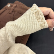 香影純法式小香風(fēng)蕾絲花邊半高領(lǐng)毛衣女秋冬修身內搭軟糯針織打底衫 燕麥色 M (建議95-105斤)