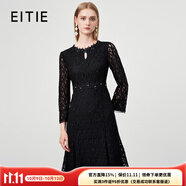 愛特愛（EITIE）氣質(zhì)蕾絲連衣裙時(shí)尚亮片優(yōu)雅溫柔感秋季新款a字顯瘦小黑裙6707433 黑20 M 160