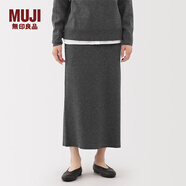 無(wú)印良品（MUJI）女式 米蘭諾羅紋編織裙子 長(cháng)半身裙女款25年冬季女裝BA1QNA5A 深灰色 M (160/66A)