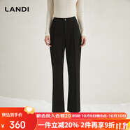 藍(lán)地（LANDI）黑色修身顯瘦氣質(zhì)高腰微喇褲女舒適休閑長褲冬新品 黑色 XL