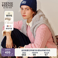 Teenie Weenie小熊毛衣女春季簡(jiǎn)約運(yùn)動(dòng)綿羊毛圓領(lǐng)絞花針織毛衣女 粉色 M