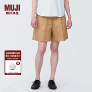 無印良品（MUJI） 女式 彈力 抽褶中褲 褲子女款短褲休閑褲 女裝  BE1R1C4S 米色 XL 165/74A