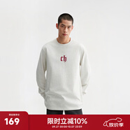 CHINISM CH赤塵簡約印花logo圓領(lǐng)長袖T恤男士潮牌涼感寬松打底衫情侶上衣 花灰色 XL