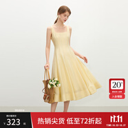 范思藍恩立體裁剪收腰無袖連衣裙女夏2025新款修身顯瘦吊帶裙2099 布丁黃 M