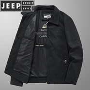 JEEP SPIRIT翻領(lǐng)夾克衫男士2025春秋季新款潮流寬松上衣休閑工裝外套男 HM9919黑色 3XL 推薦【161-175斤】