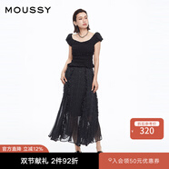 moussy 女裝新品甜美森系風(fēng)木耳邊波點(diǎn)半身裙女028HSA30-1981 020黑色 M