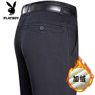 花花公子（PLAYBOY）牛仔褲男秋冬加絨加厚寬松直筒休閑男褲中老年爸爸長(cháng)褲子厚 3717款R黑色（白絨） 加厚 29