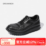 dreambox鈞博老爹鞋vibram防滑耐磨厚底增高男士高檔馬皮休閑皮鞋 黑色 43
