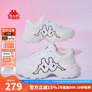 KAPPA卡帕復(fù)古跑步鞋2025新款秋季透氣情侶休閑老爹鞋百搭運(yùn)動(dòng)鞋 經(jīng)典白/黑色布面 37