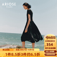 艾諾絲雅詩(shī)【商場(chǎng)同款】夏季新品通勤萊賽爾修身針織拼接連衣裙30439035 黑色 M