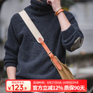 馬登工裝 秋冬季高領(lǐng)針織衫馬海毛舒適保暖毛衣男士套頭打底衫男新款 炭黑色 M