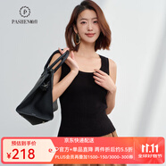 帕什羊絨吊帶女100%山羊絨純色修身百搭針織背心PS-131 經(jīng)典黑 L （110-130斤）