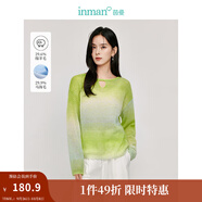 茵曼（INMAN）丁達(dá)爾藝術(shù)感漸變羊毛衫2025春秋女裝新款鏤空?qǐng)A領(lǐng)長(zhǎng)袖針織毛衣 黃綠色 L