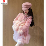 皮爾卡丹（pierre cardin）韓系溫柔風(fēng)毛毛拼接軟糯套頭毛衣女2025秋冬新款寬松慵懶感 粉色(送咖腰帶) 收藏+關(guān)注優(yōu)先發(fā)貨 S 建議80-95斤