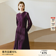 顏域黑色連衣裙春冬季女裝2025年新款顯瘦連身裙針織假兩件百褶裙 紫色（加厚） S/36