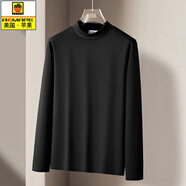AEMAPE美國蘋(píng)果半高領(lǐng)長(cháng)袖T恤男秋冬季抗靜電絲光棉內搭保暖秋衣中領(lǐng)透 黑色【19512】 M 48【建議100-115斤】