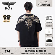 BOY LONDON【暗黑羅盤(pán)】夏情侶款短袖權杖印花炸街潮牌T恤N01906 黑印金N01906 經(jīng)典升級款 M