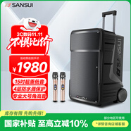 山水（SANSUI）戶(hù)外K歌專(zhuān)用重低音廣場(chǎng)舞拉桿音響便攜智能音箱多媒體會(huì )議帶麥克風(fēng)15英寸A15電木吉他民謠樂(lè )器音箱