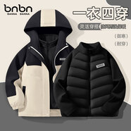 班納班納女童沖鋒衣三合一2025新款兒童保暖童裝女孩秋冬款外套大童羽絨服 【三件套】魔術(shù)貼K黑+純色黑+黑 120